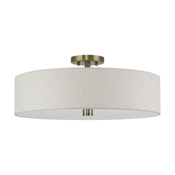Livex Lighting - 52141-01 - Five Light Semi-Flush Mount - Monroe - Antique Brass