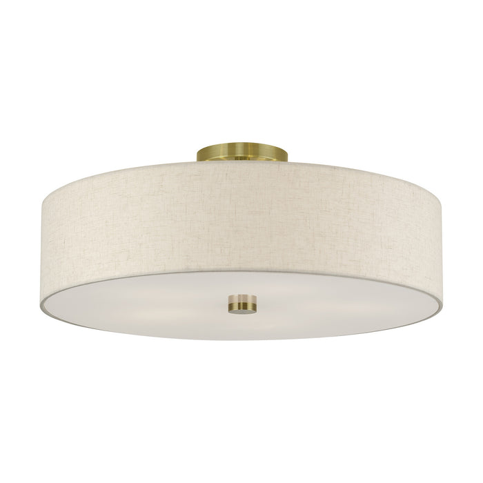 Livex Lighting - 52141-01 - Five Light Semi-Flush Mount - Monroe - Antique Brass