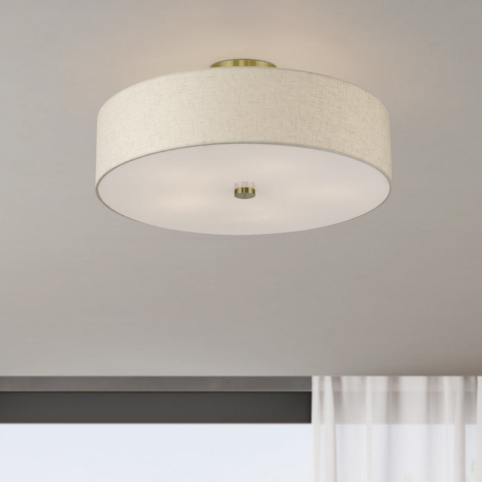 Livex Lighting - 52141-01 - Five Light Semi-Flush Mount - Monroe - Antique Brass