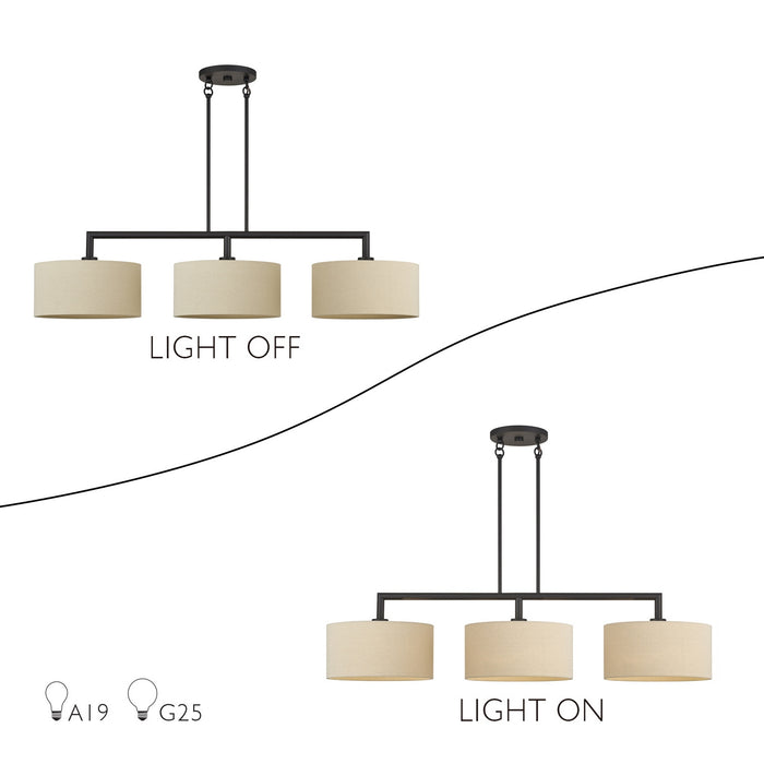 Livex Lighting - 52263-07 - Three Light Linear Chandelier - Bellingham - Bronze