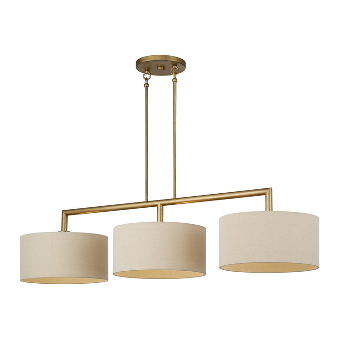 Livex Lighting - 52263-48 - Three Light Linear Chandelier - Bellingham - Antique Gold Leaf