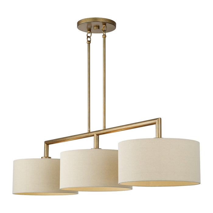 Livex Lighting - 52263-48 - Three Light Linear Chandelier - Bellingham - Antique Gold Leaf