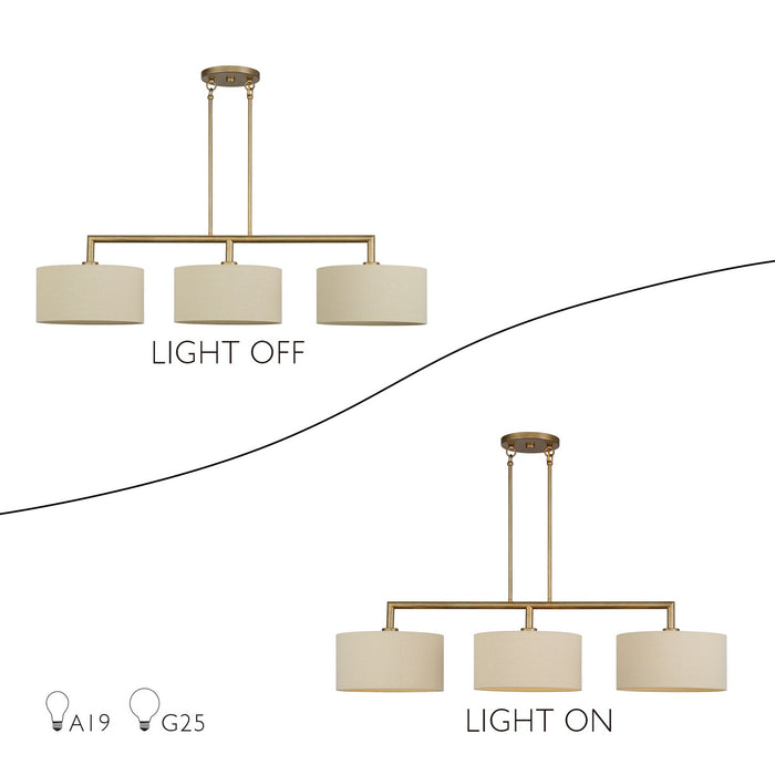 Livex Lighting - 52263-48 - Three Light Linear Chandelier - Bellingham - Antique Gold Leaf