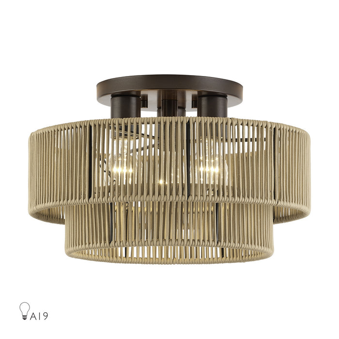 Livex Lighting - 53143-92 - Three Light Semi-Flush Mount - Acordia - English Bronze