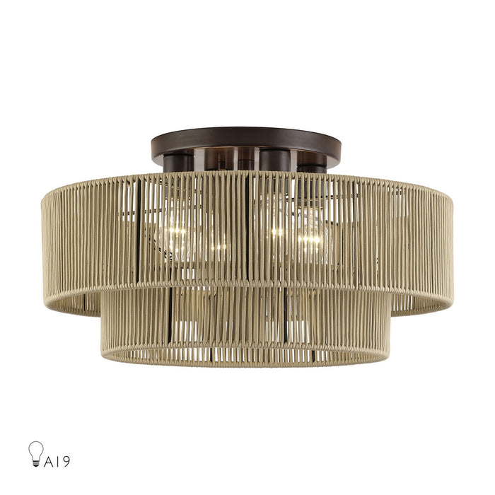 Livex Lighting - 53145-92 - Four Light Semi-Flush Mount - Acordia - English Bronze