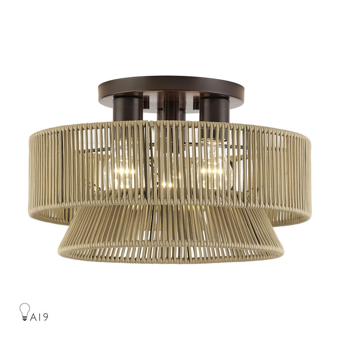 Livex Lighting - 53166-92 - Three Light Semi-Flush Mount - Florell - English Bronze