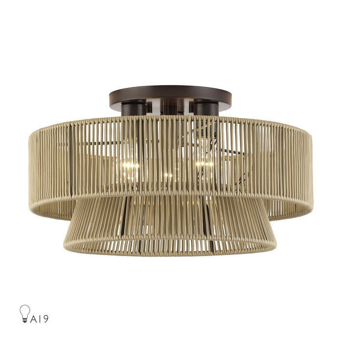 Livex Lighting - 53167-92 - Three Light Semi-Flush Mount - Florell - English Bronze
