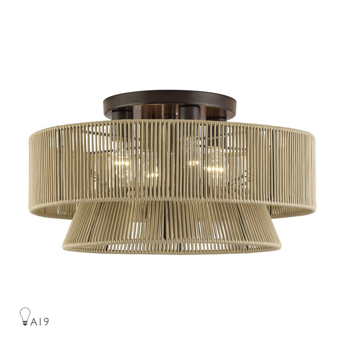 Livex Lighting - 53168-92 - Four Light Semi-Flush Mount - Florell - English Bronze
