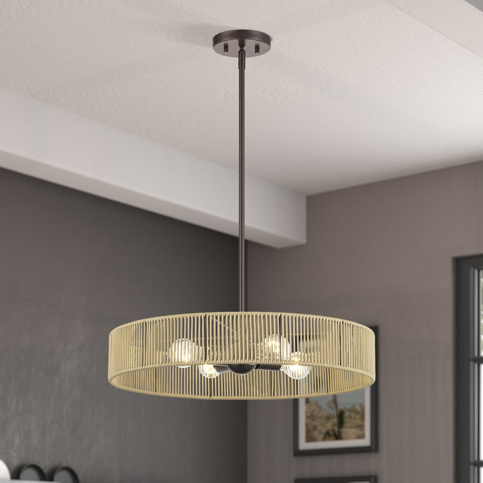 Livex Lighting - 53174-92 - Four Light Pendant - Goldiemesh - English Bronze