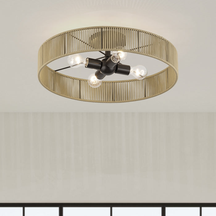 Livex Lighting - 53177-92 - Four Light Semi-Flush Mount - Goldiemesh - English Bronze