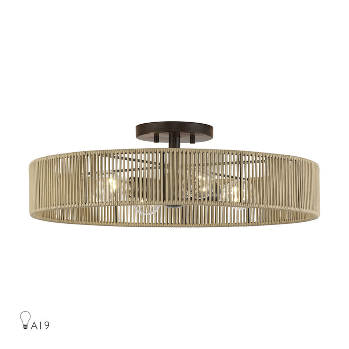 Livex Lighting - 53177-92 - Four Light Semi-Flush Mount - Goldiemesh - English Bronze