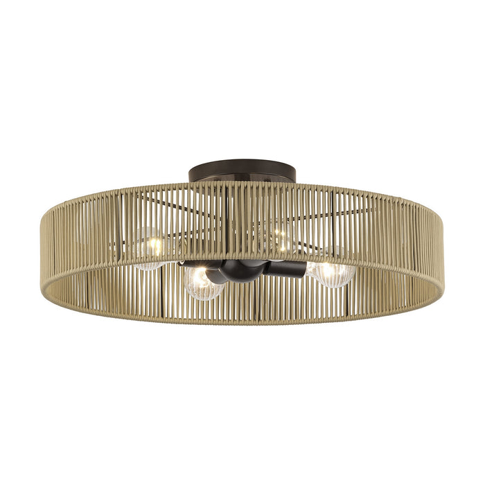 Livex Lighting - 53177-92 - Four Light Semi-Flush Mount - Goldiemesh - English Bronze
