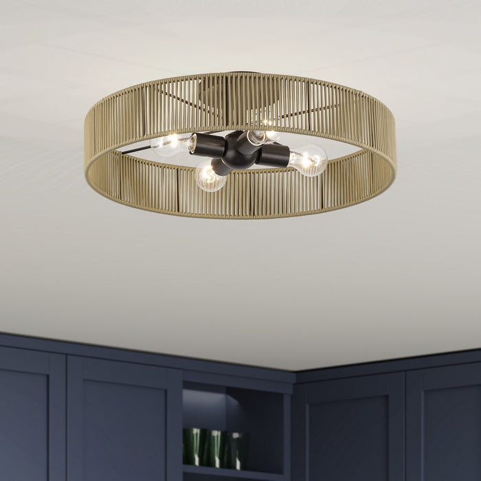 Livex Lighting - 53177-92 - Four Light Semi-Flush Mount - Goldiemesh - English Bronze