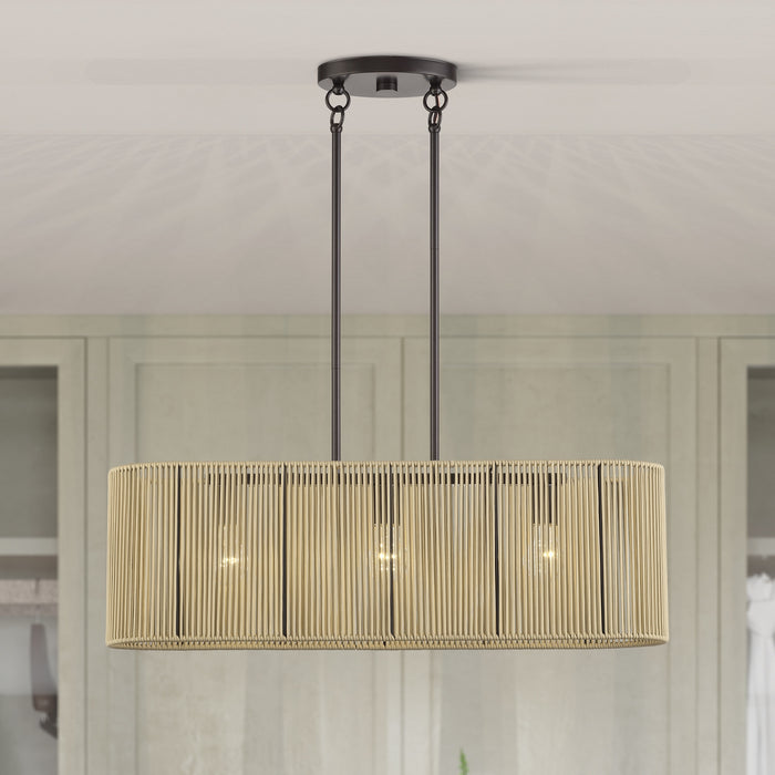 Livex Lighting - 53193-92 - Three Light Linear Chandelier - Goldiemesh - English Bronze