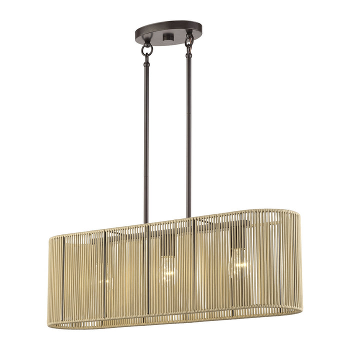 Livex Lighting - 53193-92 - Three Light Linear Chandelier - Goldiemesh - English Bronze