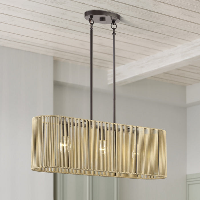 Livex Lighting - 53193-92 - Three Light Linear Chandelier - Goldiemesh - English Bronze