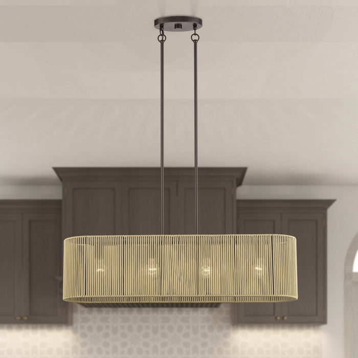 Livex Lighting - 53194-92 - Four Light Linear Chandelier - Goldiemesh - English Bronze