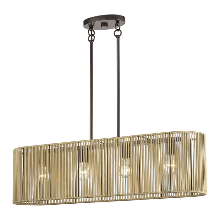 Livex Lighting - 53194-92 - Four Light Linear Chandelier - Goldiemesh - English Bronze
