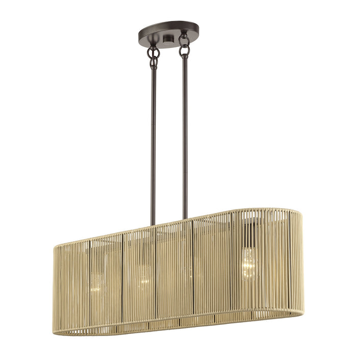 Livex Lighting - 53194-92 - Four Light Linear Chandelier - Goldiemesh - English Bronze