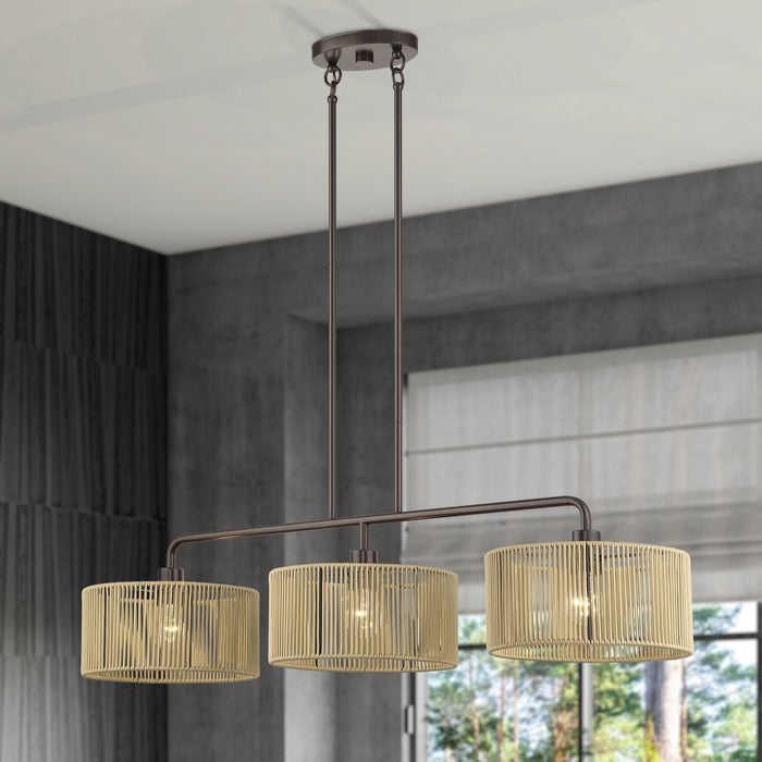 Livex Lighting - 53195-92 - Three Light Linear Chandelier - Goldiemesh - English Bronze