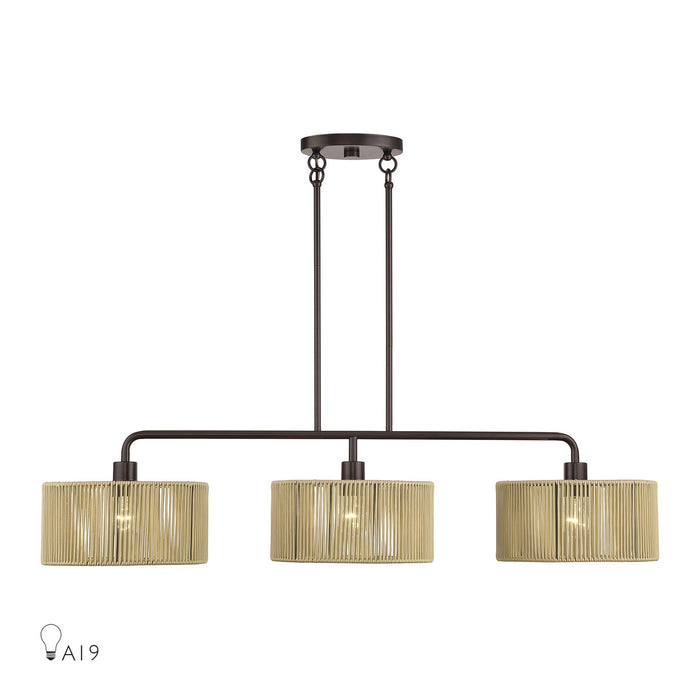 Livex Lighting - 53195-92 - Three Light Linear Chandelier - Goldiemesh - English Bronze