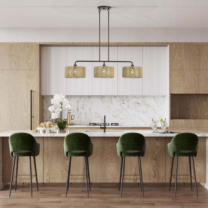 Livex Lighting - 53195-92 - Three Light Linear Chandelier - Goldiemesh - English Bronze