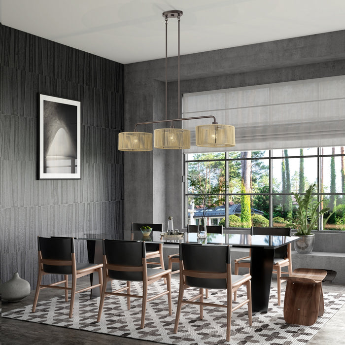 Livex Lighting - 53195-92 - Three Light Linear Chandelier - Goldiemesh - English Bronze