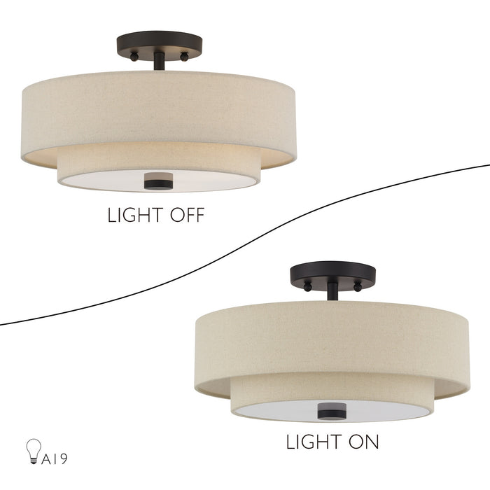 Livex Lighting - 58854-07 - Three Light Semi-Flush Mount - Bellingham - Bronze