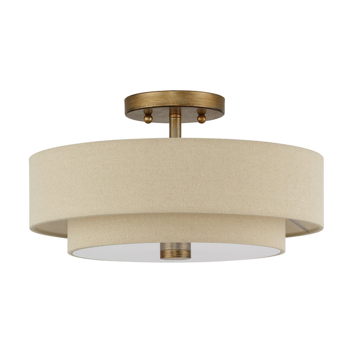 Livex Lighting - 58854-48 - Three Light Semi-Flush Mount - Bellingham - Antique Gold Leaf