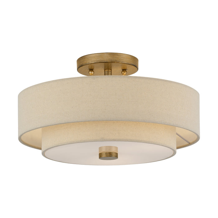 Livex Lighting - 58854-48 - Three Light Semi-Flush Mount - Bellingham - Antique Gold Leaf
