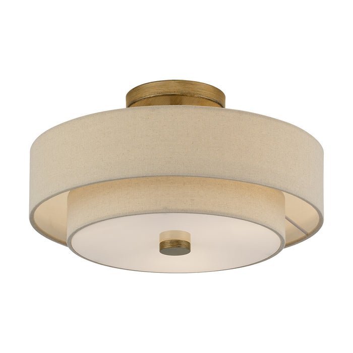 Livex Lighting - 58854-48 - Three Light Semi-Flush Mount - Bellingham - Antique Gold Leaf