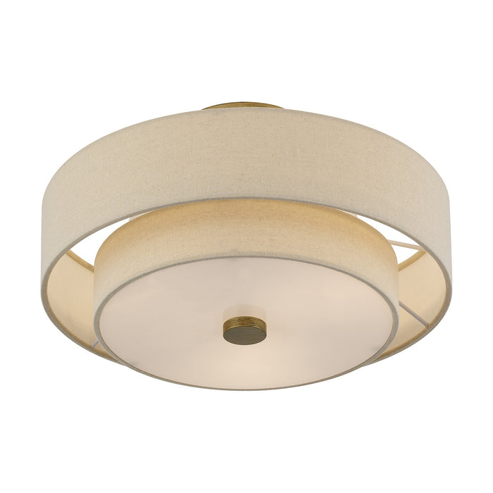 Livex Lighting - 58854-48 - Three Light Semi-Flush Mount - Bellingham - Antique Gold Leaf