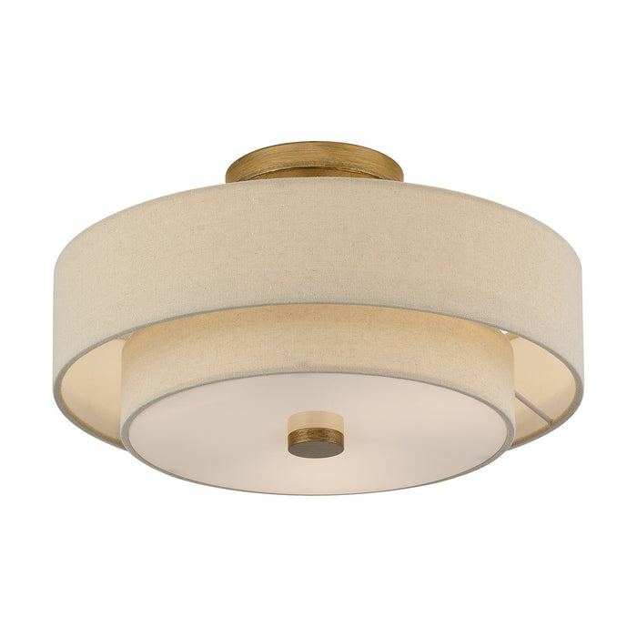 Livex Lighting - 58854-48 - Three Light Semi-Flush Mount - Bellingham - Antique Gold Leaf