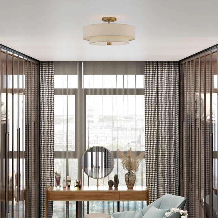 Livex Lighting - 58855-48 - Four Light Semi-Flush Mount - Bellingham - Antique Gold Leaf