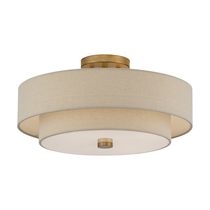 Livex Lighting - 58855-48 - Four Light Semi-Flush Mount - Bellingham - Antique Gold Leaf