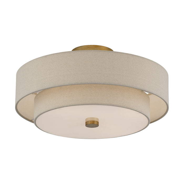 Livex Lighting - 58855-48 - Four Light Semi-Flush Mount - Bellingham - Antique Gold Leaf