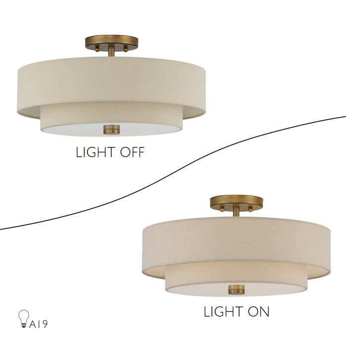 Livex Lighting - 58855-48 - Four Light Semi-Flush Mount - Bellingham - Antique Gold Leaf