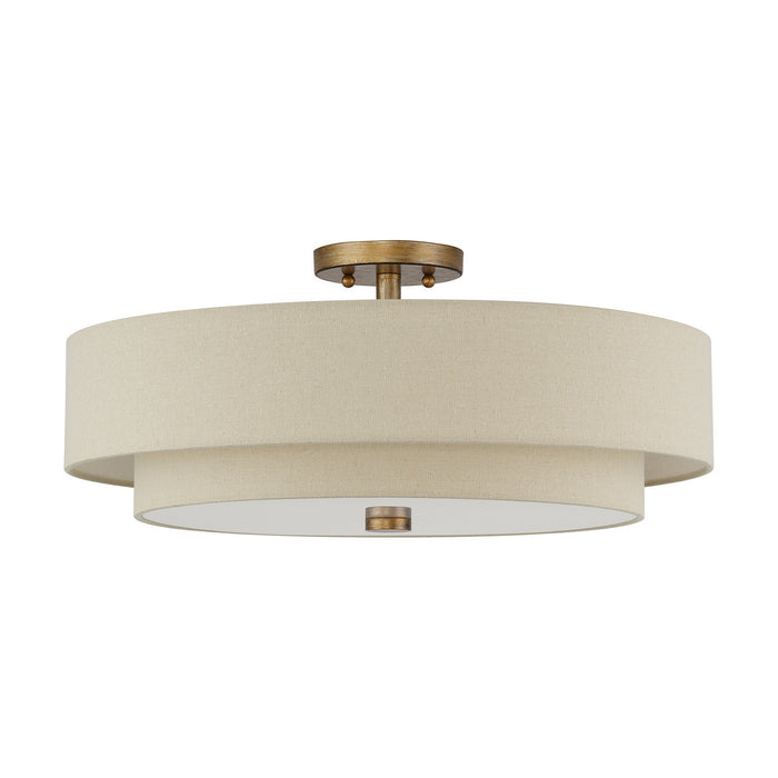 Livex Lighting - 58856-48 - Five Light Semi-Flush Mount - Bellingham - Antique Gold Leaf