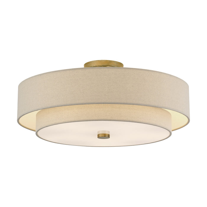Livex Lighting - 58856-48 - Five Light Semi-Flush Mount - Bellingham - Antique Gold Leaf