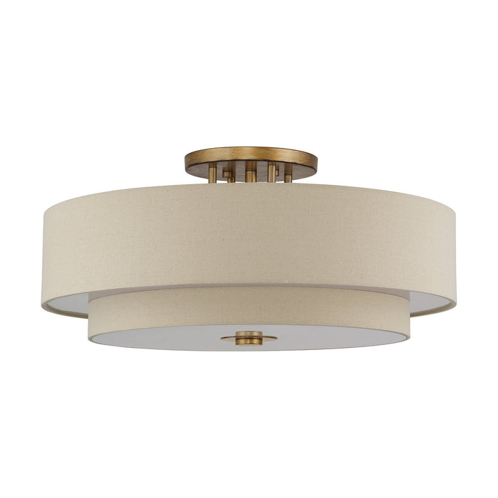 Livex Lighting - 58857-48 - Six Light Semi-Flush Mount - Bellingham - Antique Gold Leaf