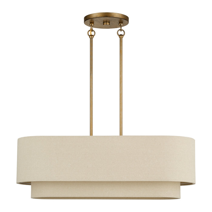 Livex Lighting - 58872-48 - Three Light Linear Chandelier - Bellingham - Antique Gold Leaf