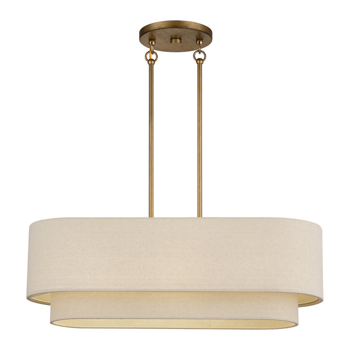 Livex Lighting - 58872-48 - Three Light Linear Chandelier - Bellingham - Antique Gold Leaf