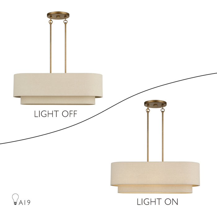 Livex Lighting - 58872-48 - Three Light Linear Chandelier - Bellingham - Antique Gold Leaf