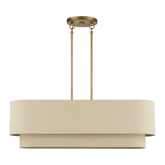 Livex Lighting - 58873-48 - Four Light Linear Chandelier - Bellingham - Antique Gold Leaf