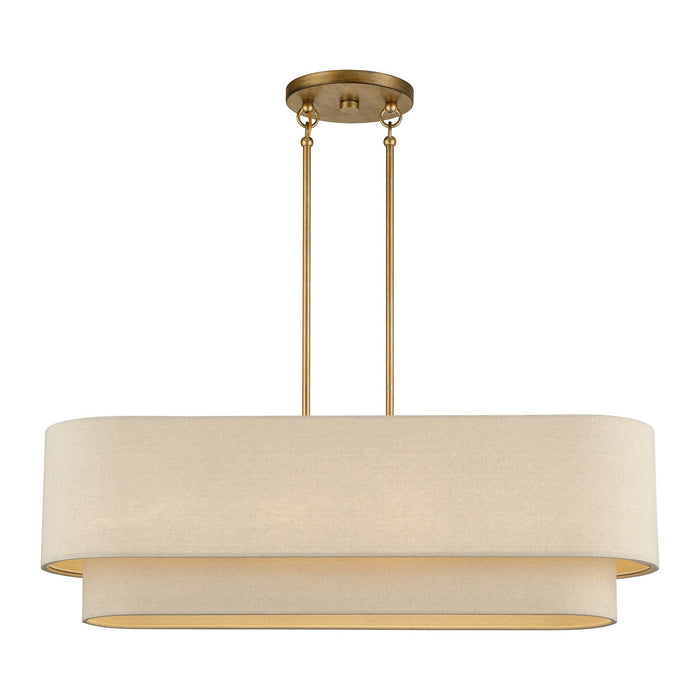 Livex Lighting - 58873-48 - Four Light Linear Chandelier - Bellingham - Antique Gold Leaf