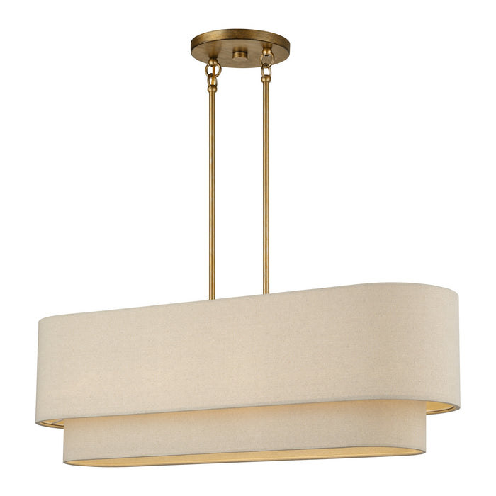 Livex Lighting - 58873-48 - Four Light Linear Chandelier - Bellingham - Antique Gold Leaf