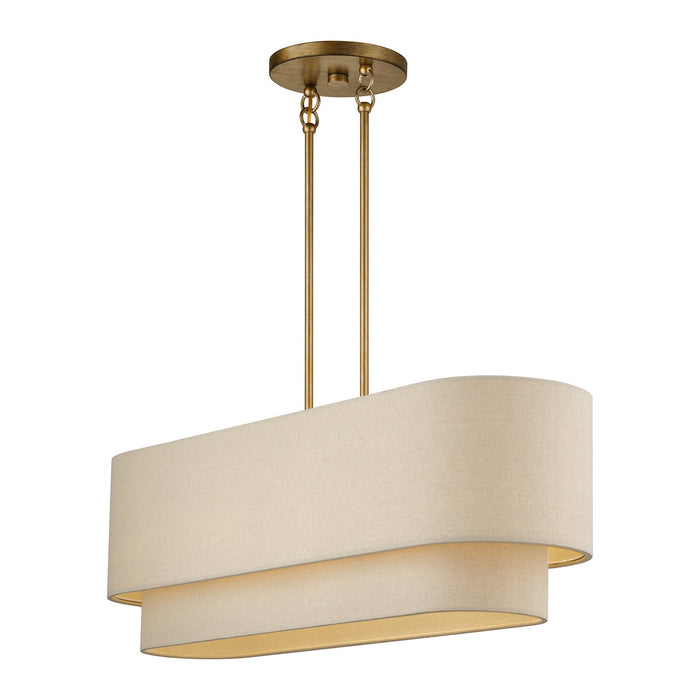 Livex Lighting - 58873-48 - Four Light Linear Chandelier - Bellingham - Antique Gold Leaf