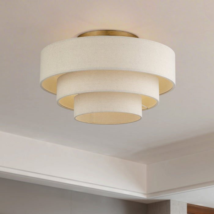 Livex Lighting - 58876-48 - Four Light Semi-Flush Mount - Bellingham - Antique Gold Leaf