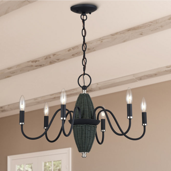 Livex Lighting - 60002-04 - Six Light Chandelier - Laurelin - Black w/Brushed Nickel