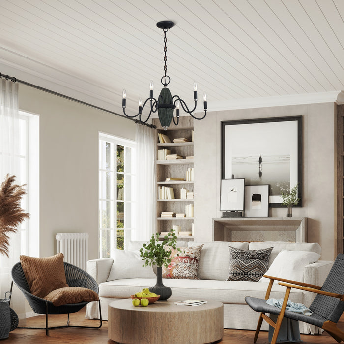 Livex Lighting - 60002-04 - Six Light Chandelier - Laurelin - Black w/Brushed Nickel